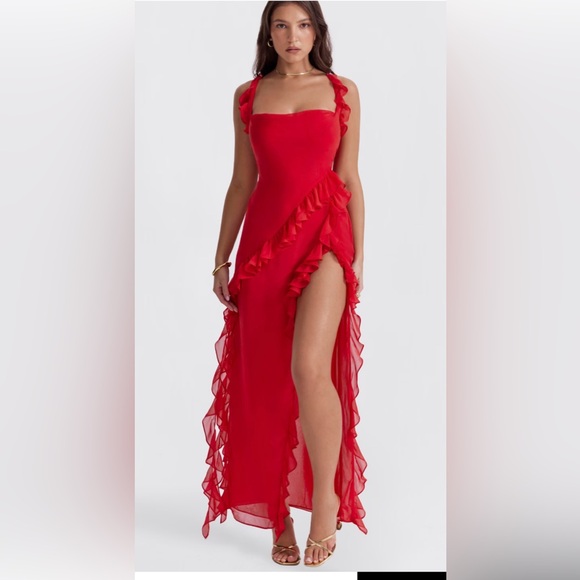 Ariela dress from house of CB . Cherry ruffle Maxi dress. Never worn. - Picture 3 of 6